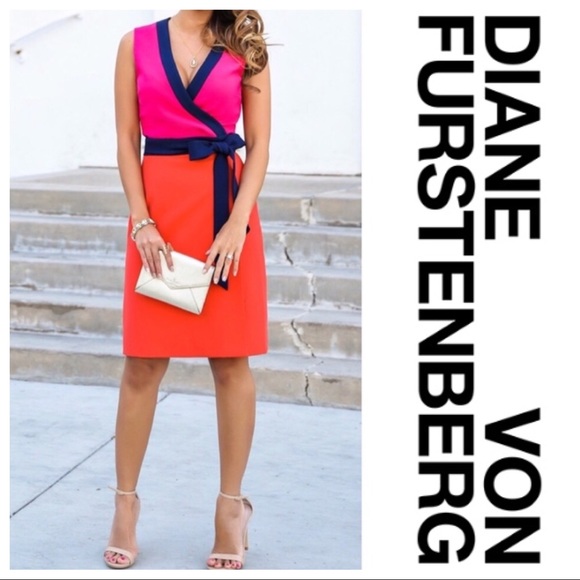 Diane Von Furstenberg Dresses & Skirts - Diane Von Furstenberg Colorblock Wrap Dress 6 - CL